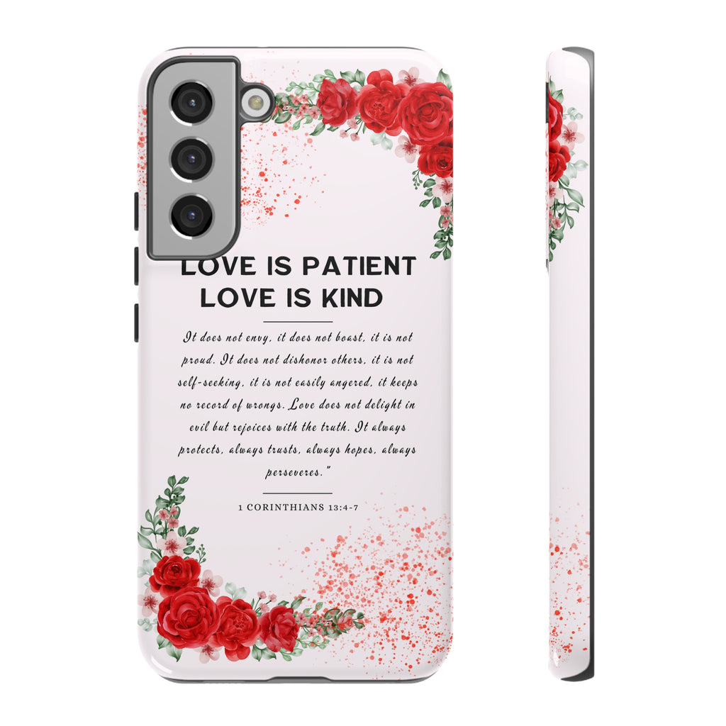 Love Is Patient Love Is Kind 1 Corinthians 13 Bible Verse iPhone Samsung Galaxy Google Pixel Christian Premium Phone Case