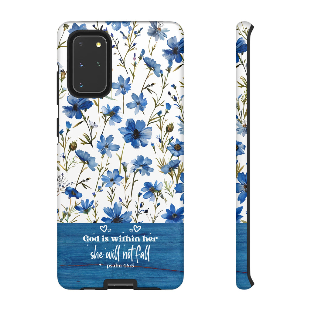 Psalm 46:5 God Is Within Her Christian Floral Pattern Phone Case Christian Religious Gifts iPhone Samsung Galaxy Google Pixel Phone Case