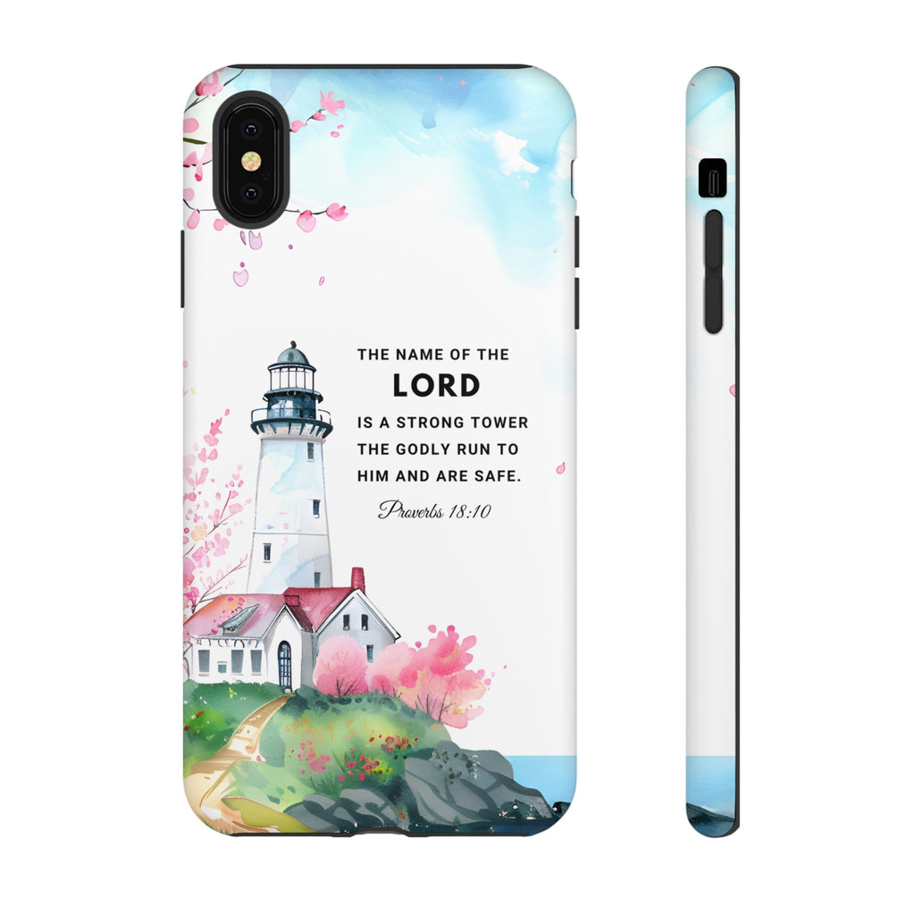 Proverbs 18:10 The Name Of The Lord Is A Strong Tower Premium Christian iphone Samsung Google Pixel Phone Case