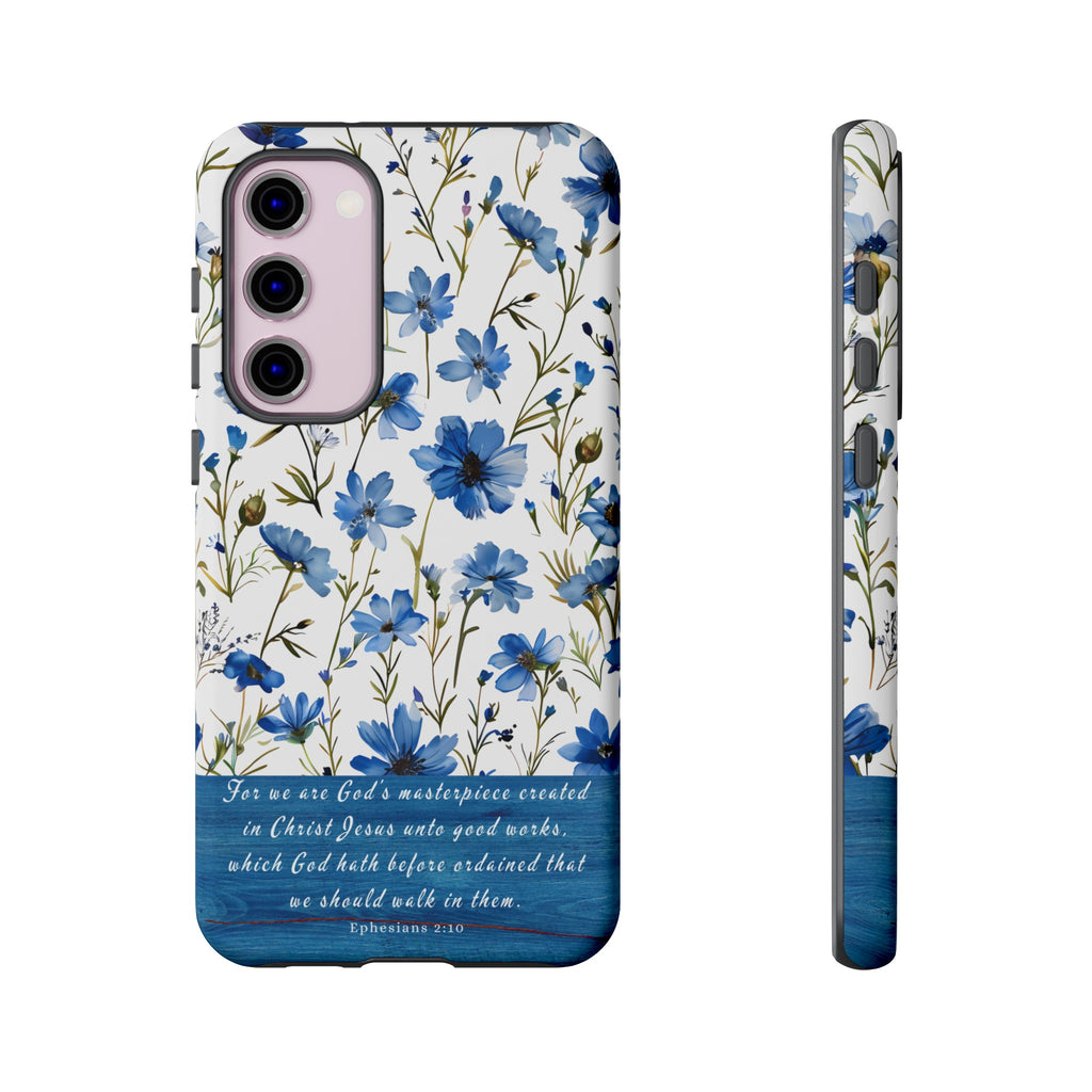 Ephesians 2:10 God's Masterpiece Christian Floral Pattern Phone Case Christian Religious Gifts iPhone Samsung Galaxy Google Pixel Phone Case