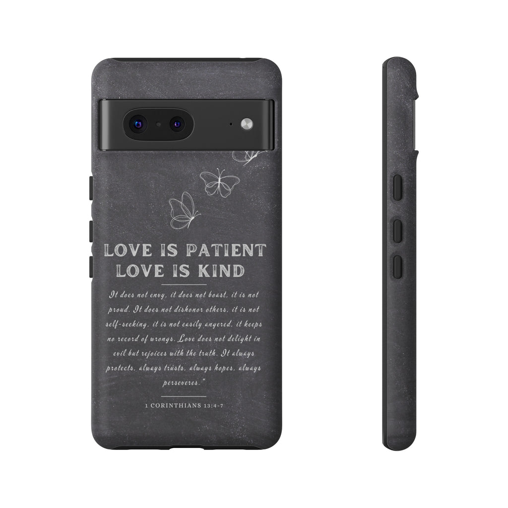 Love Is Patient Love Is Kind 1 Corinthians 13 Bible Verse iPhone Samsung Galaxy Google Pixel Christian Premium Phone Case