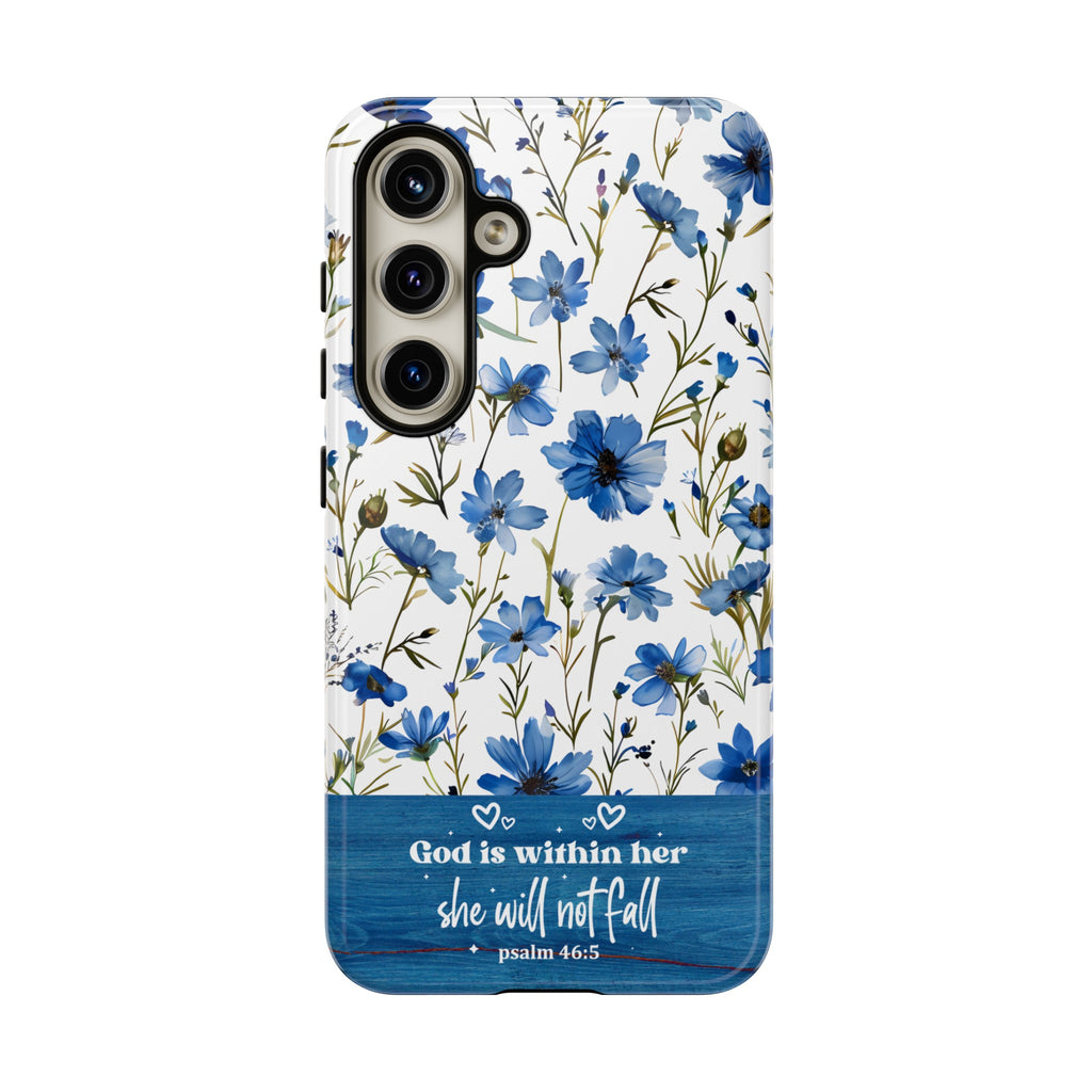 Psalm 46:5 God Is Within Her Christian Floral Pattern Phone Case Christian Religious Gifts iPhone Samsung Galaxy Google Pixel Phone Case