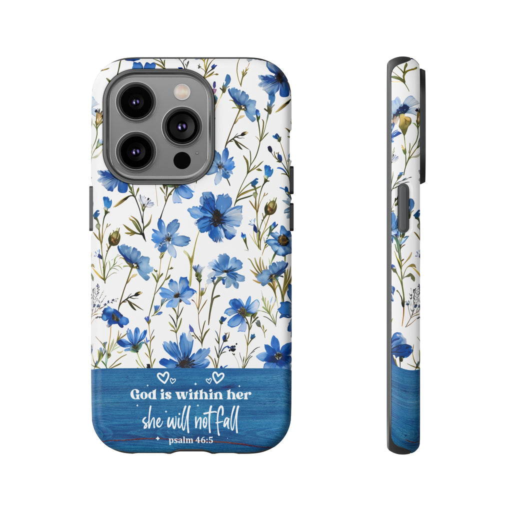 Psalm 46:5 God Is Within Her Christian Floral Pattern Phone Case Christian Religious Gifts iPhone Samsung Galaxy Google Pixel Phone Case