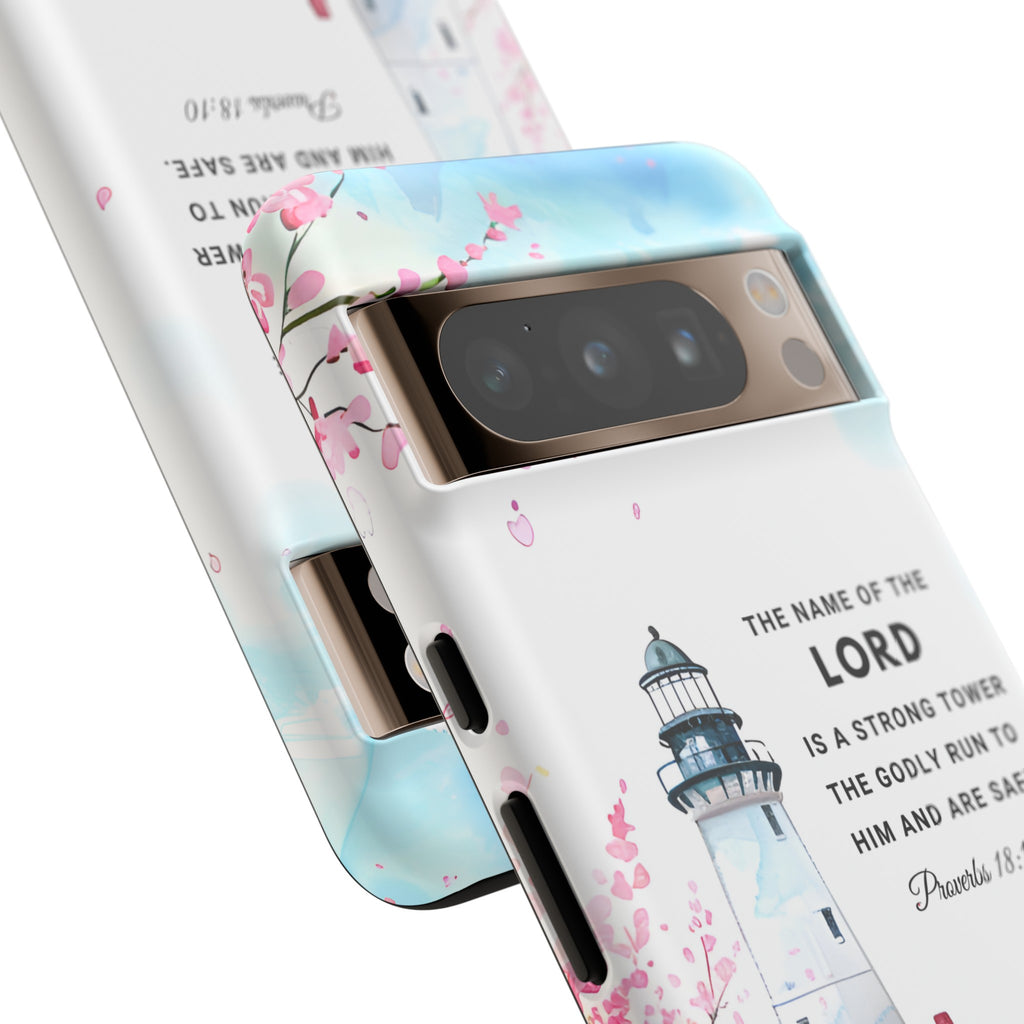 Proverbs 18:10 The Name Of The Lord Is A Strong Tower Premium Christian iphone Samsung Google Pixel Phone Case