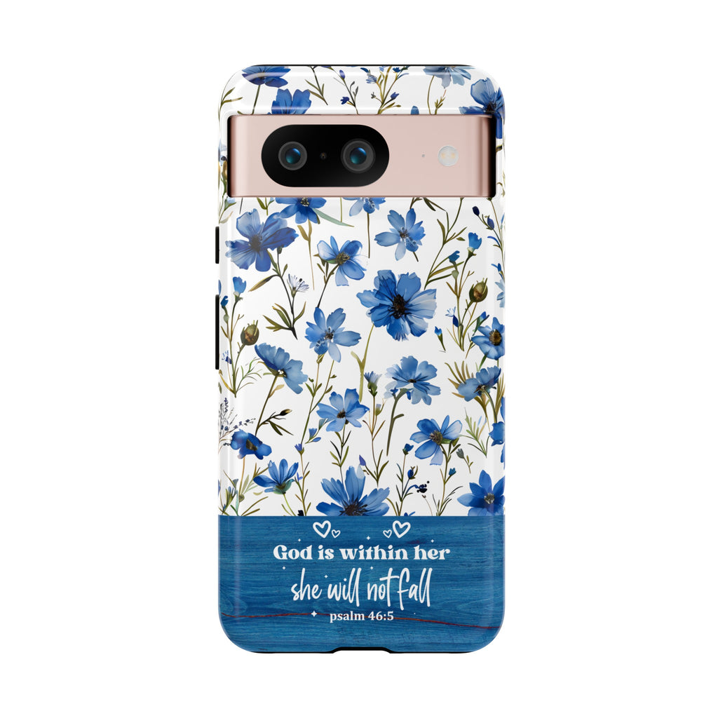 Psalm 46:5 God Is Within Her Christian Floral Pattern Phone Case Christian Religious Gifts iPhone Samsung Galaxy Google Pixel Phone Case