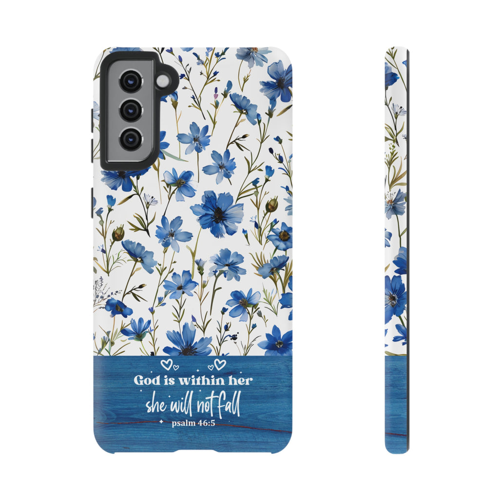 Psalm 46:5 God Is Within Her Christian Floral Pattern Phone Case Christian Religious Gifts iPhone Samsung Galaxy Google Pixel Phone Case