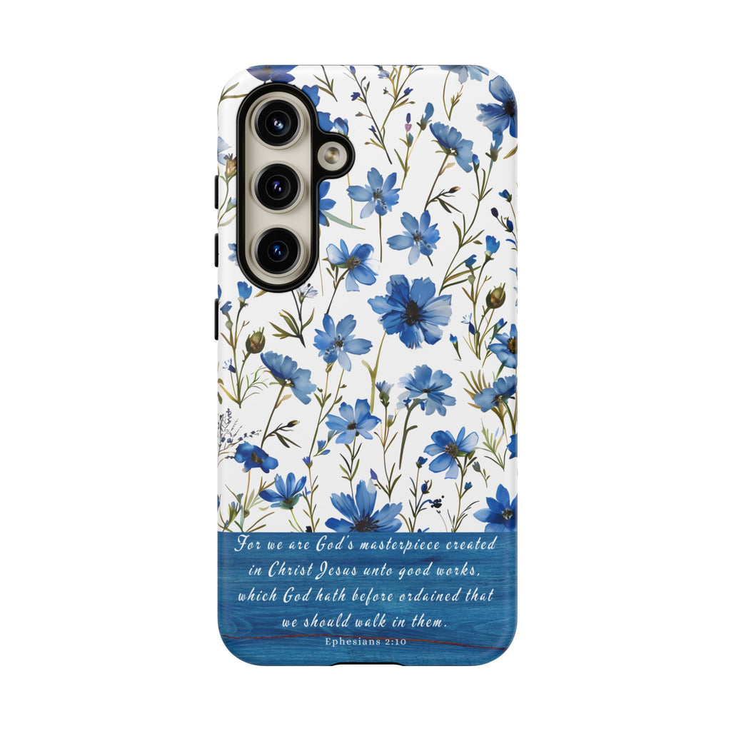 Ephesians 2:10 God's Masterpiece Christian Floral Pattern Phone Case Christian Religious Gifts iPhone Samsung Galaxy Google Pixel Phone Case