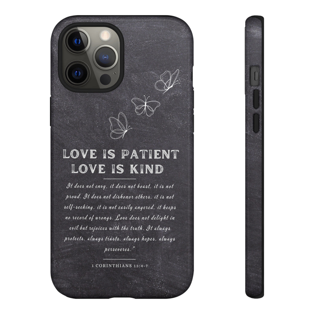 Love Is Patient Love Is Kind 1 Corinthians 13 Bible Verse iPhone Samsung Galaxy Google Pixel Christian Premium Phone Case