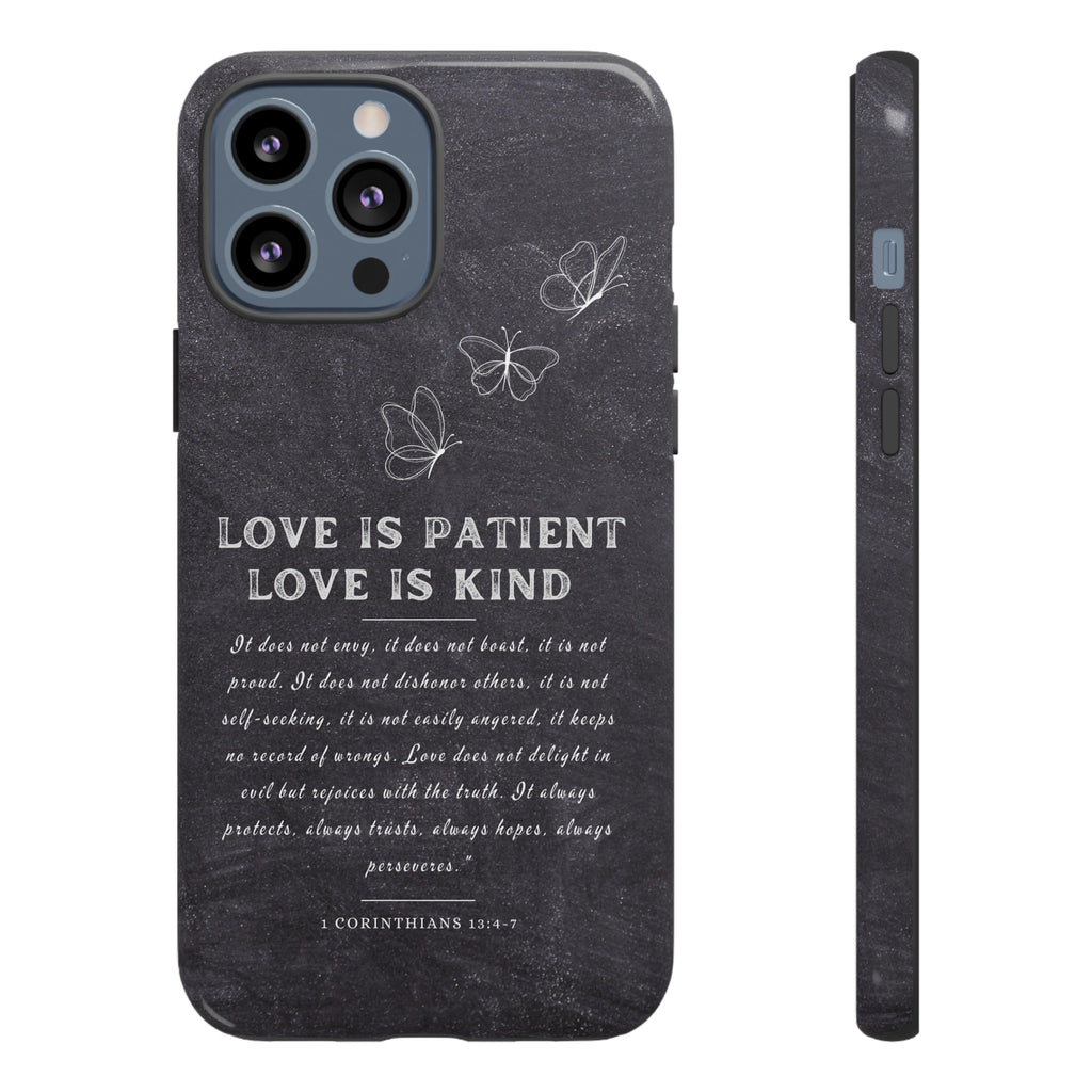 Love Is Patient Love Is Kind 1 Corinthians 13 Bible Verse iPhone Samsung Galaxy Google Pixel Christian Premium Phone Case