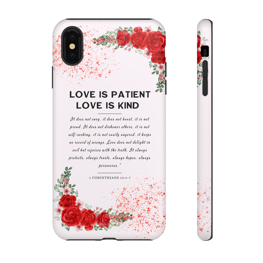 Love Is Patient Love Is Kind 1 Corinthians 13 Bible Verse iPhone Samsung Galaxy Google Pixel Christian Premium Phone Case