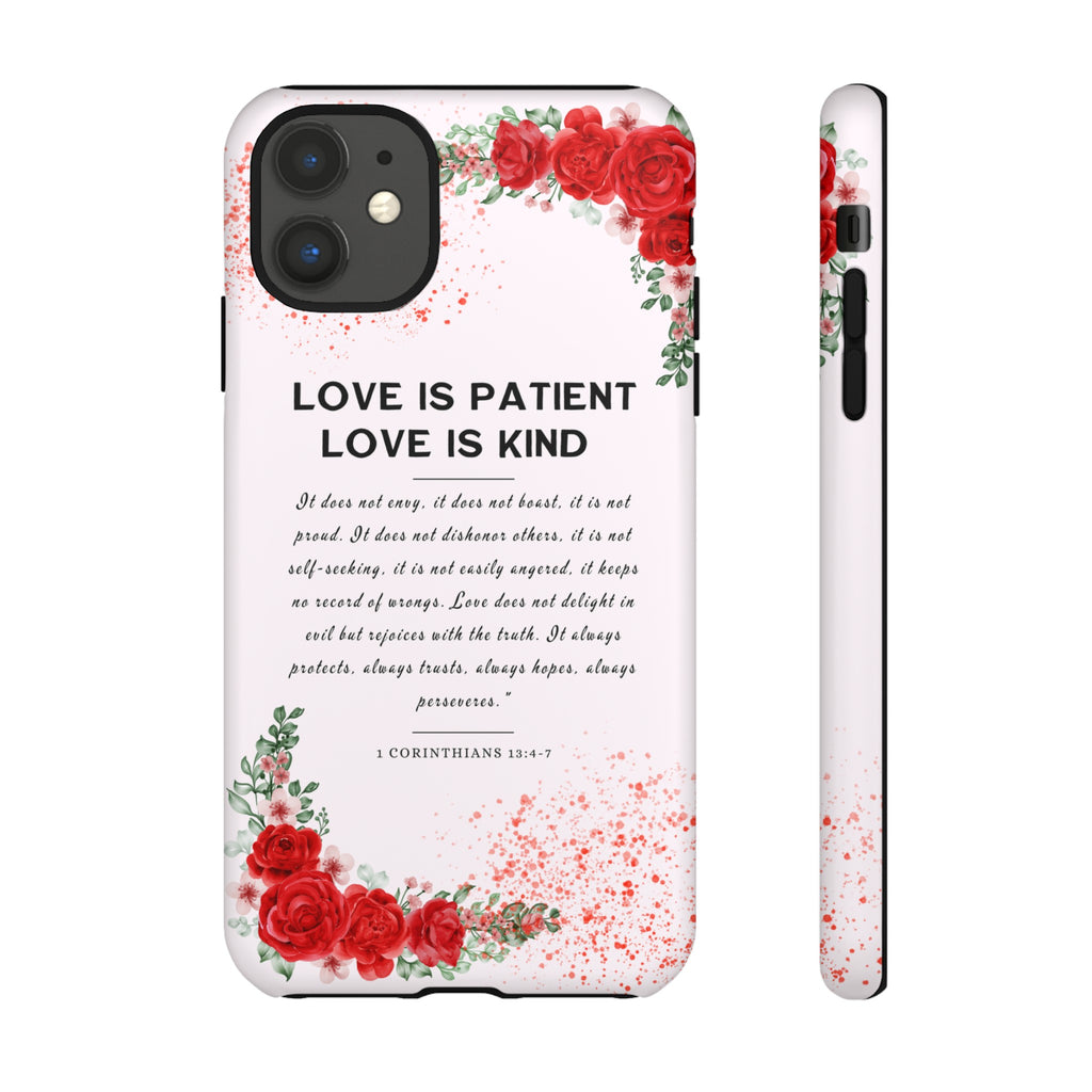 Love Is Patient Love Is Kind 1 Corinthians 13 Bible Verse iPhone Samsung Galaxy Google Pixel Christian Premium Phone Case