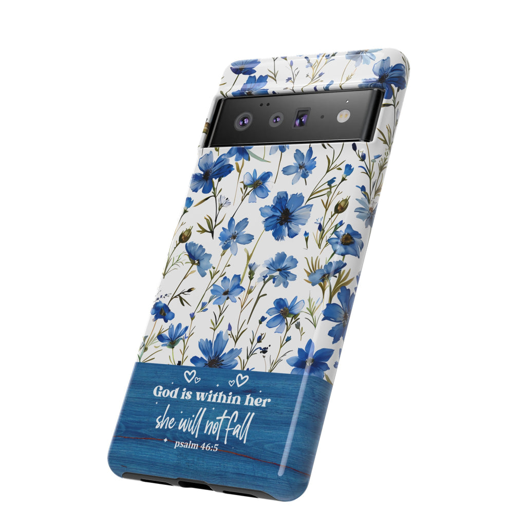 Psalm 46:5 God Is Within Her Christian Floral Pattern Phone Case Christian Religious Gifts iPhone Samsung Galaxy Google Pixel Phone Case