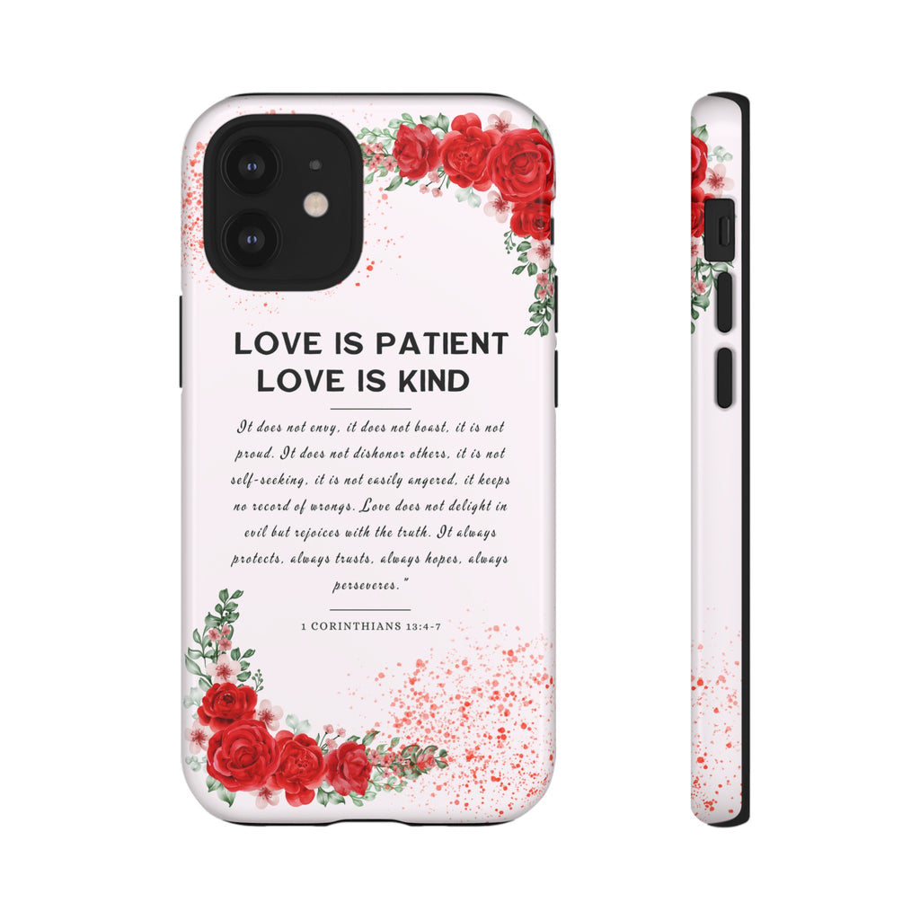 Love Is Patient Love Is Kind 1 Corinthians 13 Bible Verse iPhone Samsung Galaxy Google Pixel Christian Premium Phone Case