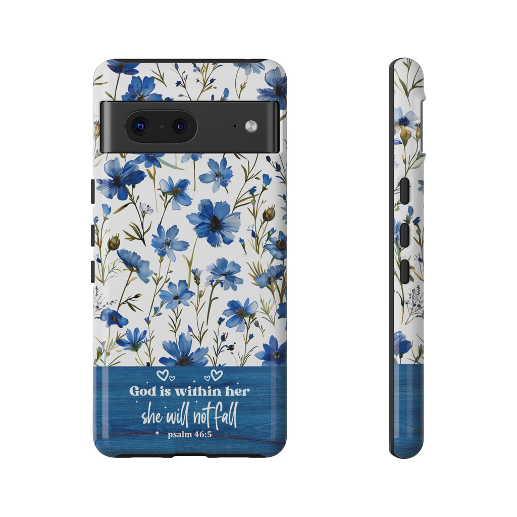 Psalm 46:5 God Is Within Her Christian Floral Pattern Phone Case Christian Religious Gifts iPhone Samsung Galaxy Google Pixel Phone Case