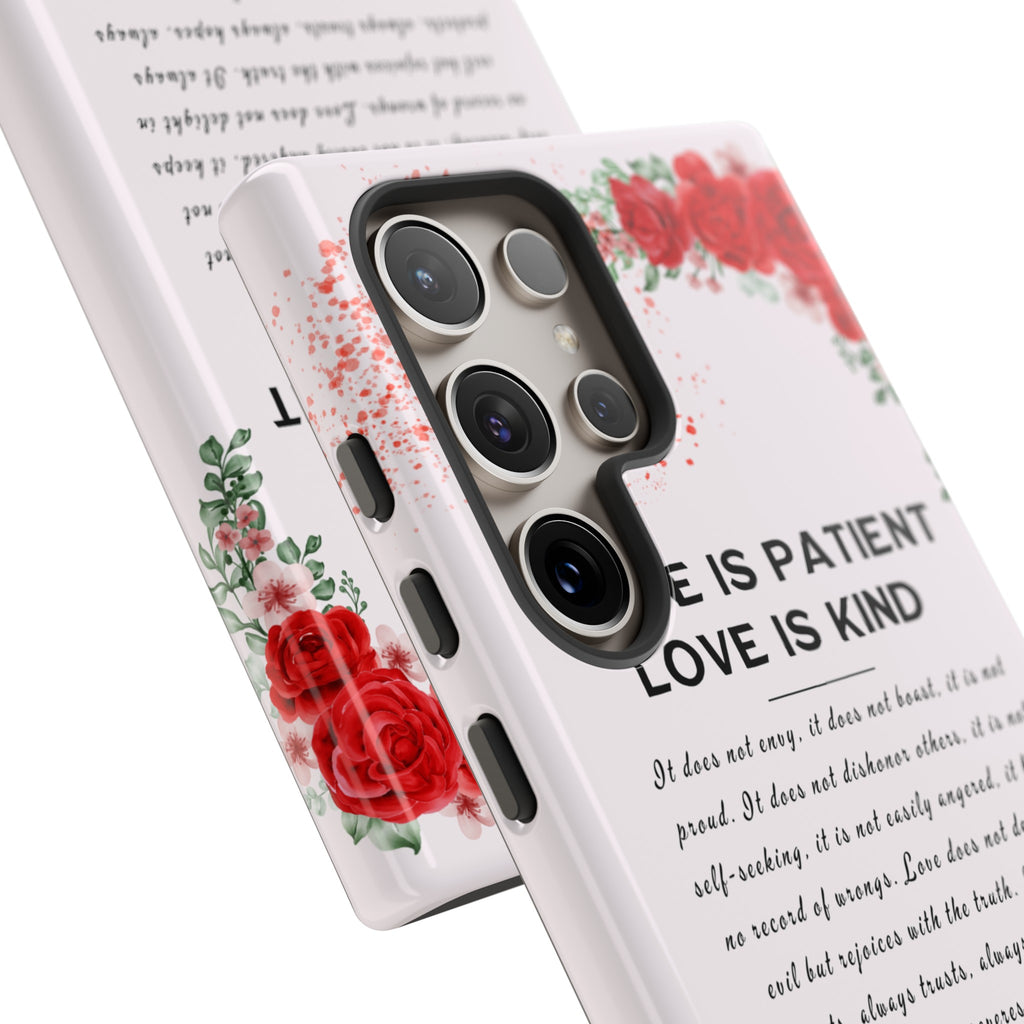 Love Is Patient Love Is Kind 1 Corinthians 13 Bible Verse iPhone Samsung Galaxy Google Pixel Christian Premium Phone Case