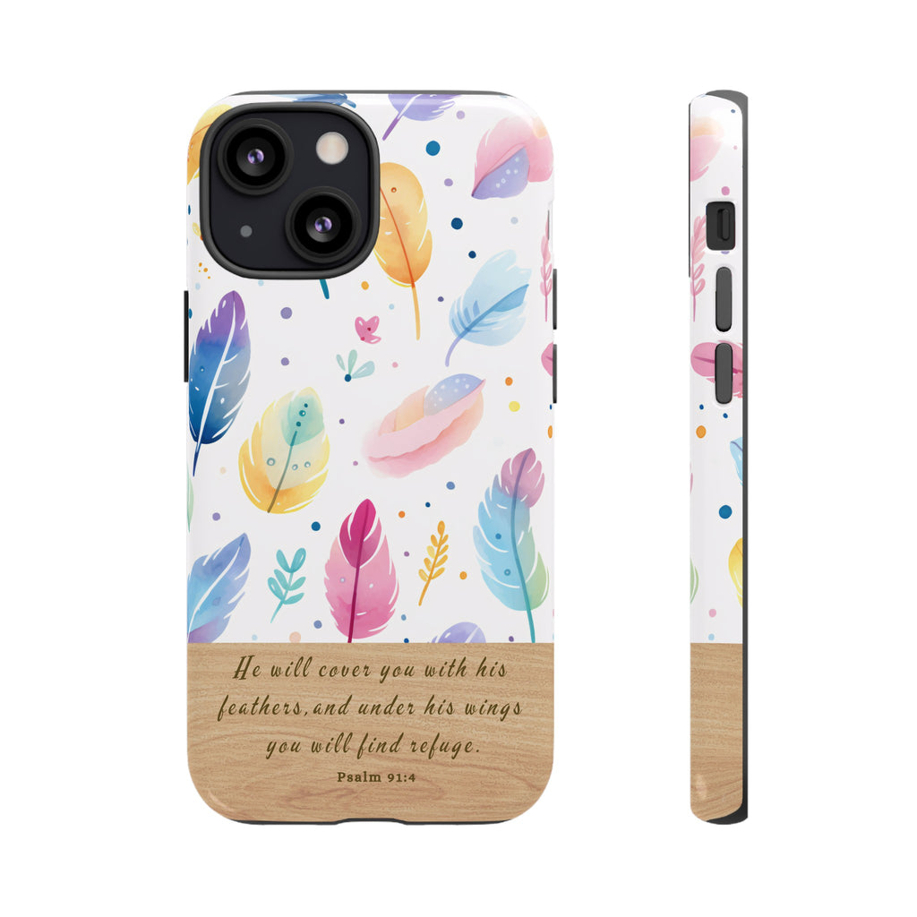 Psalm 91:4 Phone Case Gift For Christians Premium iPhone Samsung Galaxy Google Pixel Bible Verse Phone Case