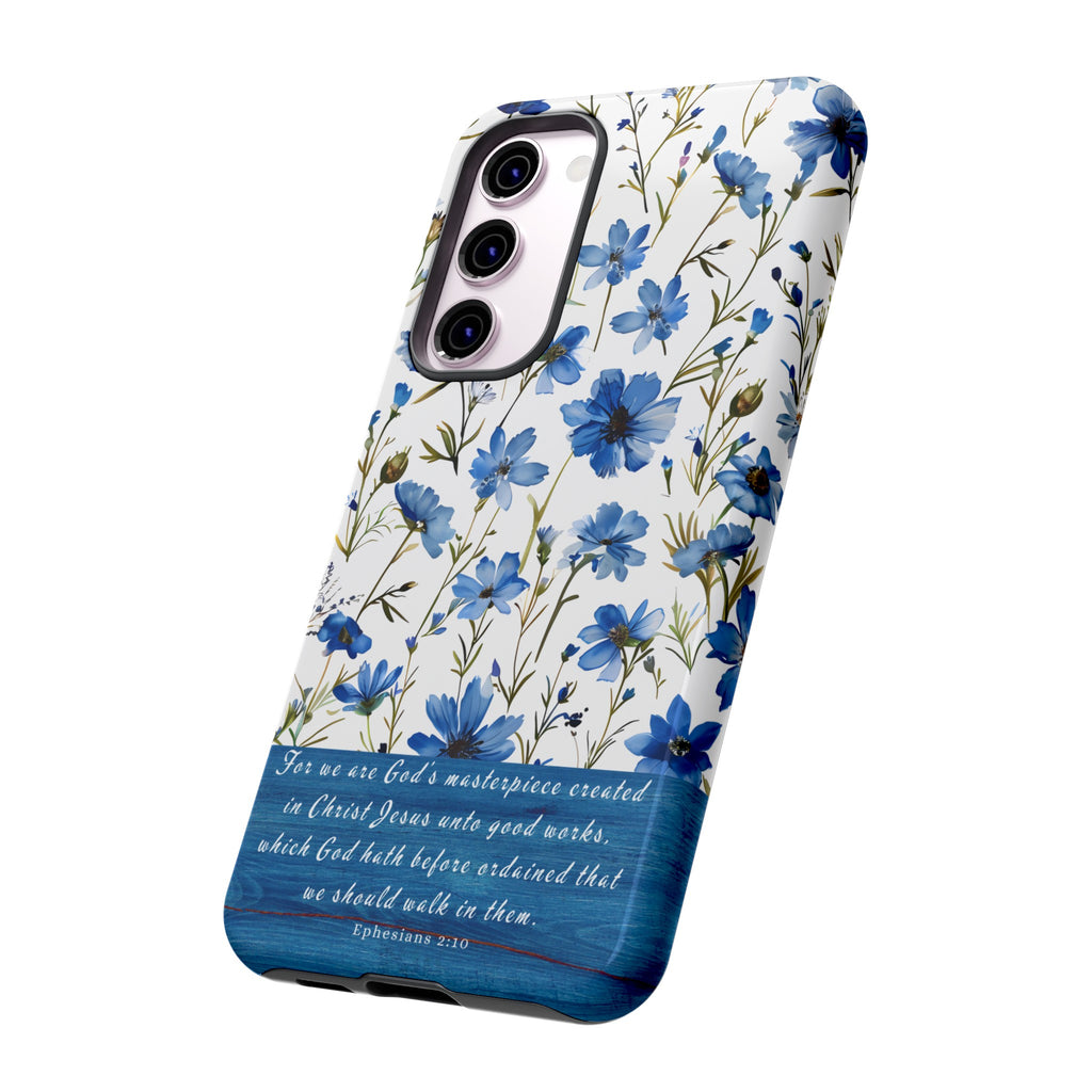 Ephesians 2:10 God's Masterpiece Christian Floral Pattern Phone Case Christian Religious Gifts iPhone Samsung Galaxy Google Pixel Phone Case