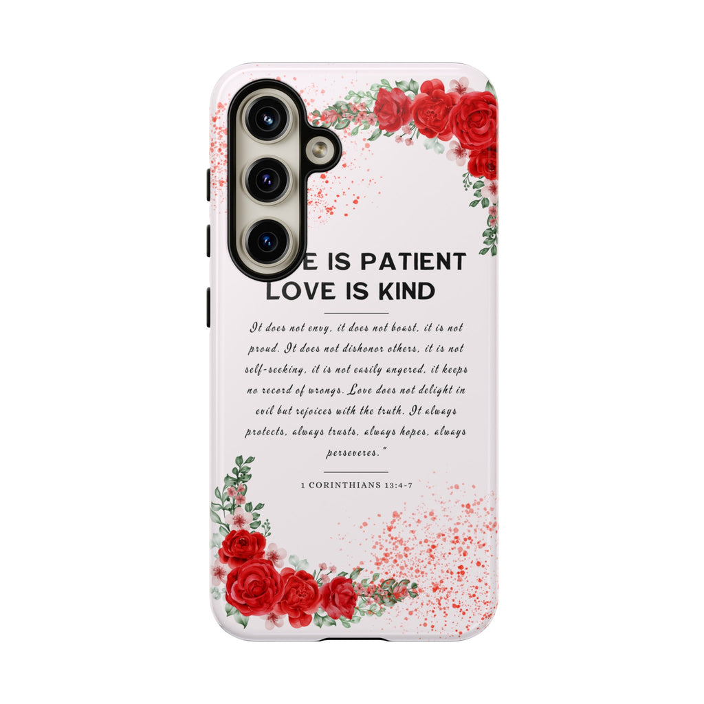 Love Is Patient Love Is Kind 1 Corinthians 13 Bible Verse iPhone Samsung Galaxy Google Pixel Christian Premium Phone Case