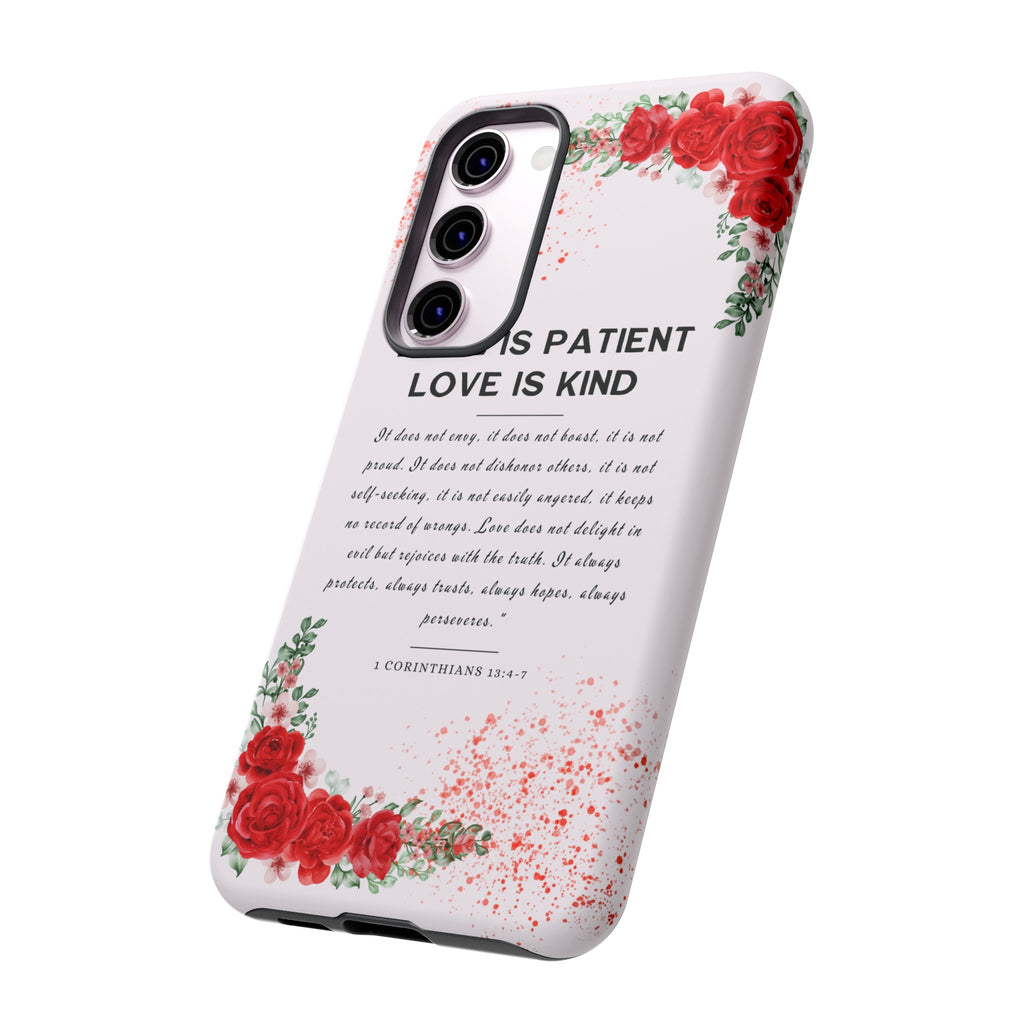 Love Is Patient Love Is Kind 1 Corinthians 13 Bible Verse iPhone Samsung Galaxy Google Pixel Christian Premium Phone Case