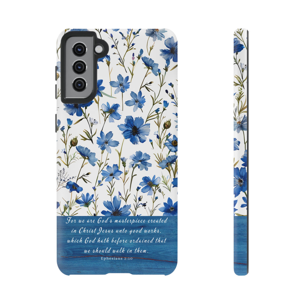 Ephesians 2:10 God's Masterpiece Christian Floral Pattern Phone Case Christian Religious Gifts iPhone Samsung Galaxy Google Pixel Phone Case