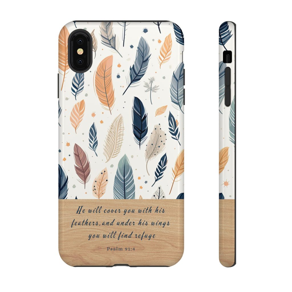 Psalm 91:4 He Will Cover You With His Feathers Phone Case Gift For Christians iPhone Samsung Galaxy Google Pixel Bible Verse Phone Case