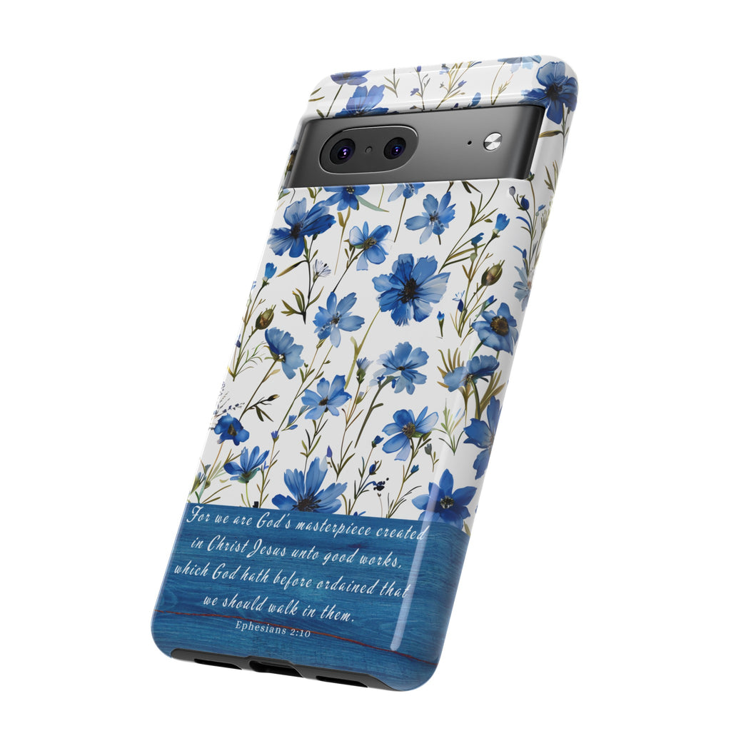 Ephesians 2:10 God's Masterpiece Christian Floral Pattern Phone Case Christian Religious Gifts iPhone Samsung Galaxy Google Pixel Phone Case