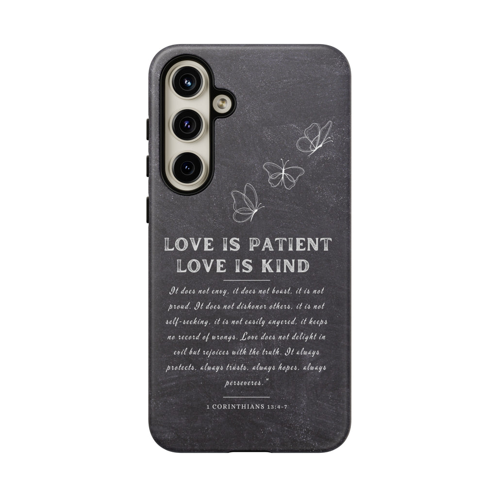 Love Is Patient Love Is Kind 1 Corinthians 13 Bible Verse iPhone Samsung Galaxy Google Pixel Christian Premium Phone Case