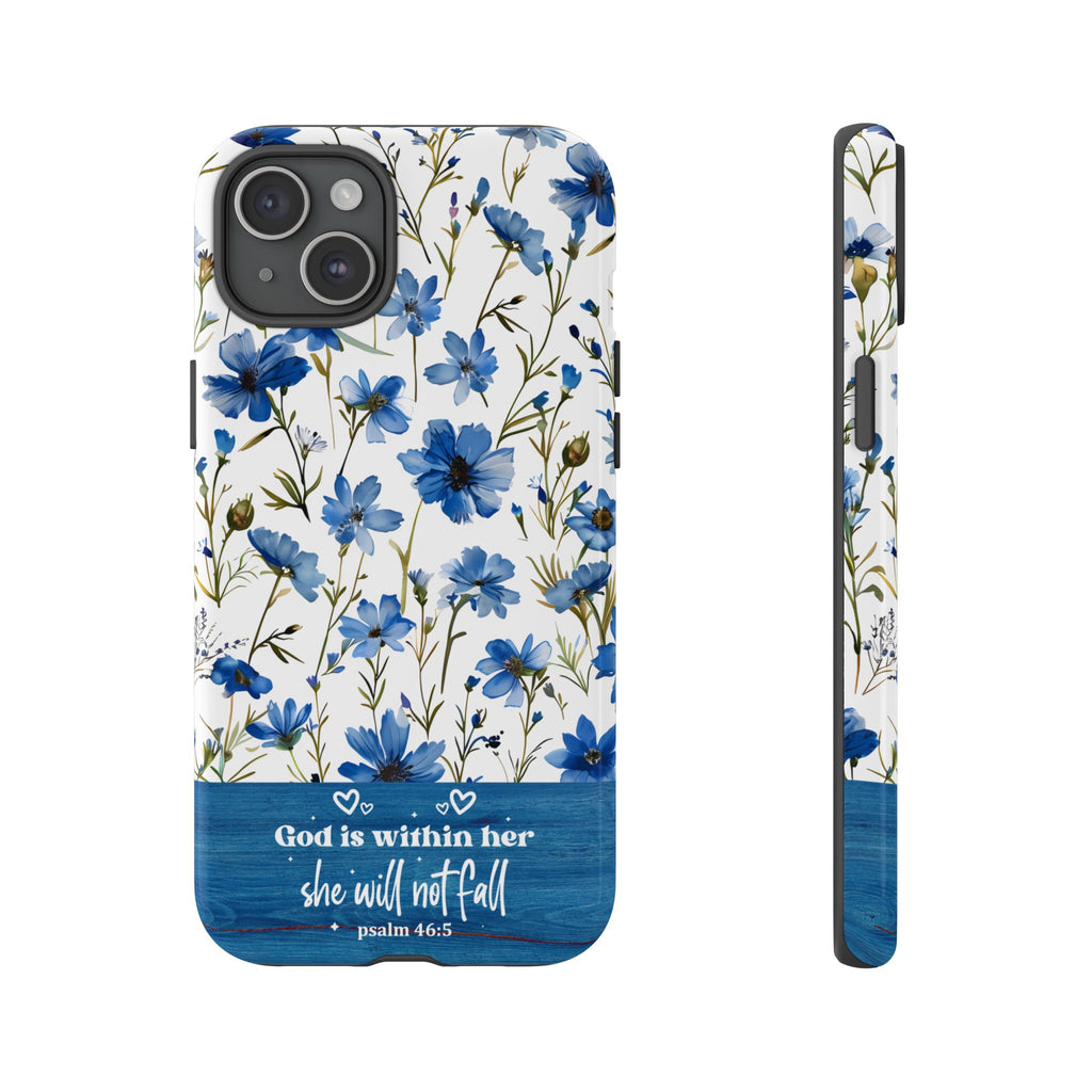 Psalm 46:5 God Is Within Her Christian Floral Pattern Phone Case Christian Religious Gifts iPhone Samsung Galaxy Google Pixel Phone Case