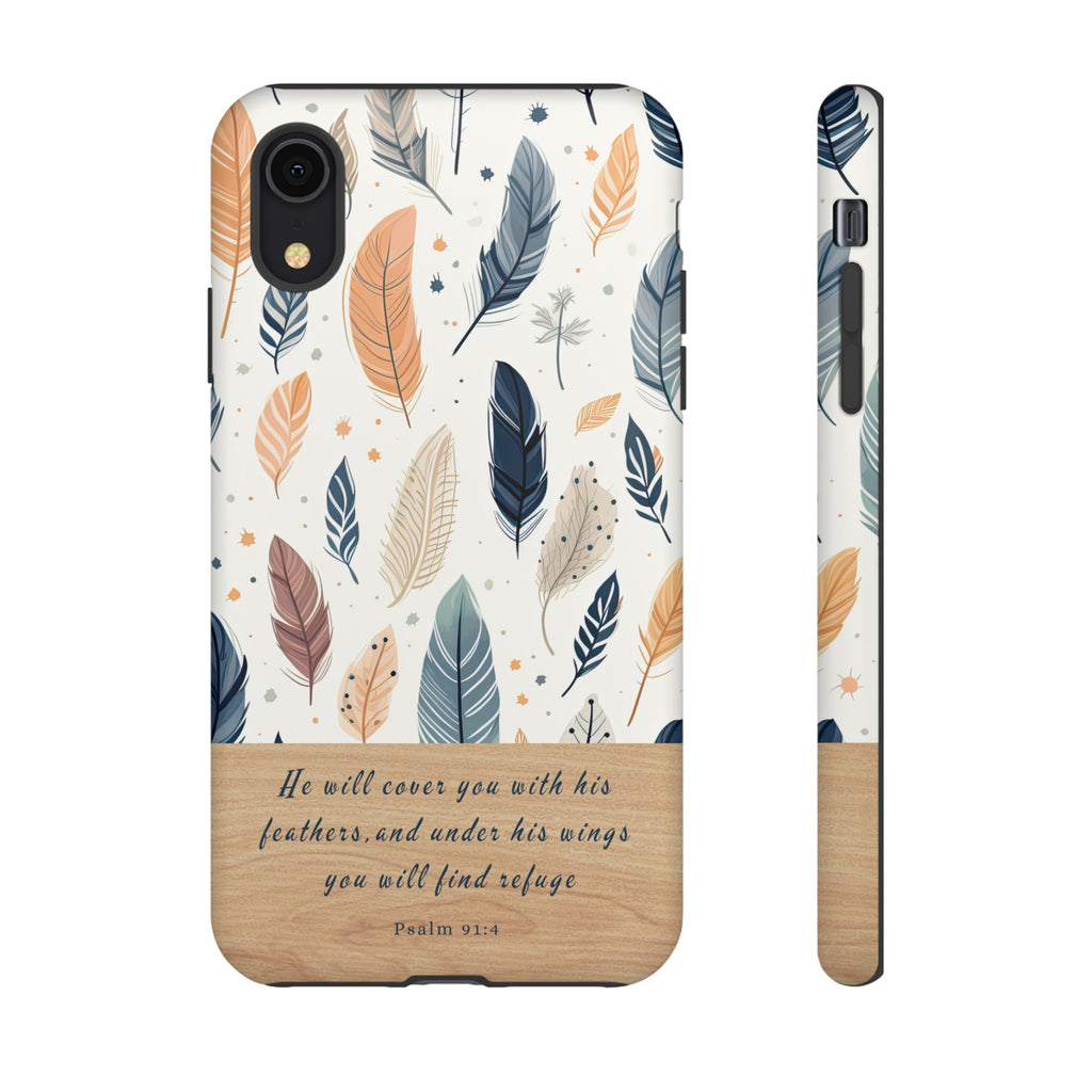 Psalm 91:4 He Will Cover You With His Feathers Phone Case Gift For Christians iPhone Samsung Galaxy Google Pixel Bible Verse Phone Case