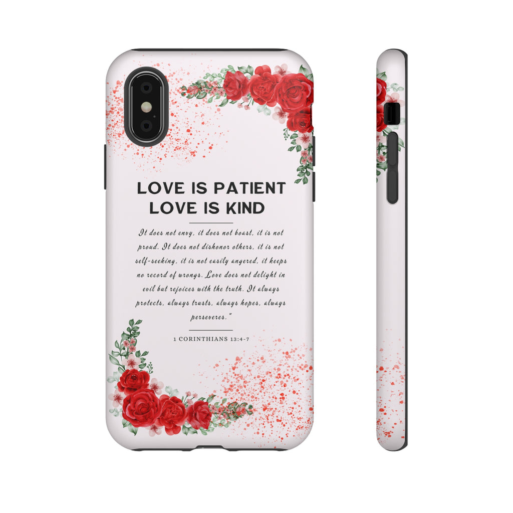 Love Is Patient Love Is Kind 1 Corinthians 13 Bible Verse iPhone Samsung Galaxy Google Pixel Christian Premium Phone Case