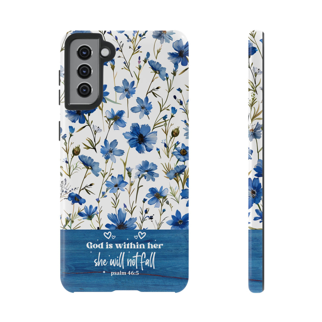 Psalm 46:5 God Is Within Her Christian Floral Pattern Phone Case Christian Religious Gifts iPhone Samsung Galaxy Google Pixel Phone Case