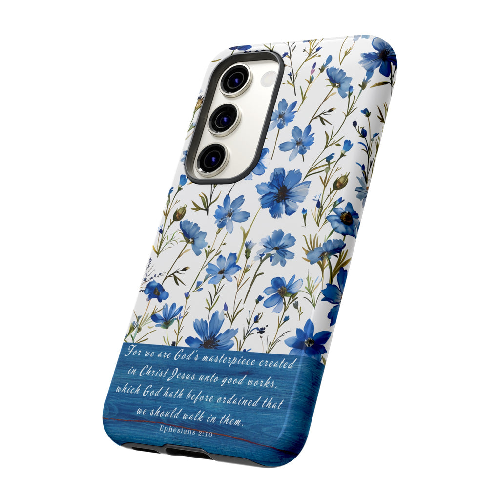 Ephesians 2:10 God's Masterpiece Christian Floral Pattern Phone Case Christian Religious Gifts iPhone Samsung Galaxy Google Pixel Phone Case