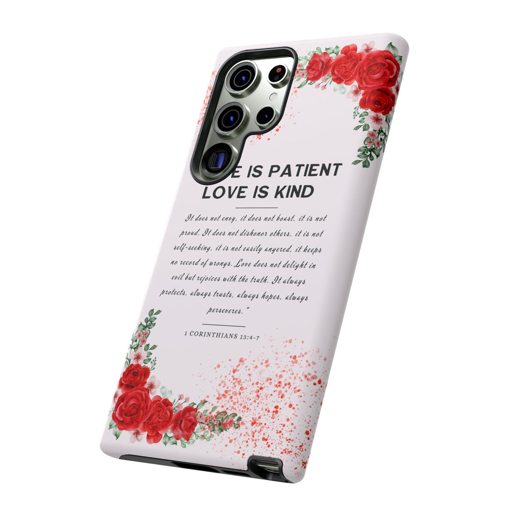 Love Is Patient Love Is Kind 1 Corinthians 13 Bible Verse iPhone Samsung Galaxy Google Pixel Christian Premium Phone Case