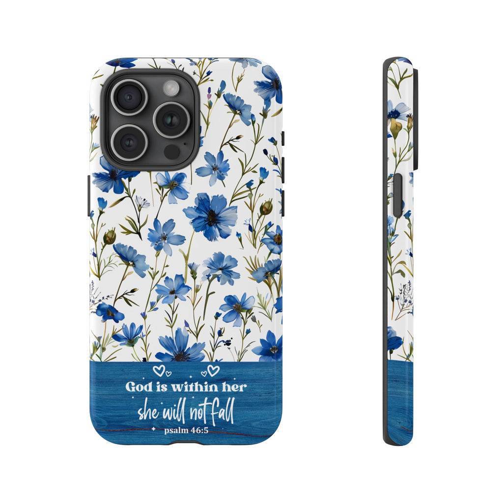 Psalm 46:5 God Is Within Her Christian Floral Pattern Phone Case Christian Religious Gifts iPhone Samsung Galaxy Google Pixel Phone Case