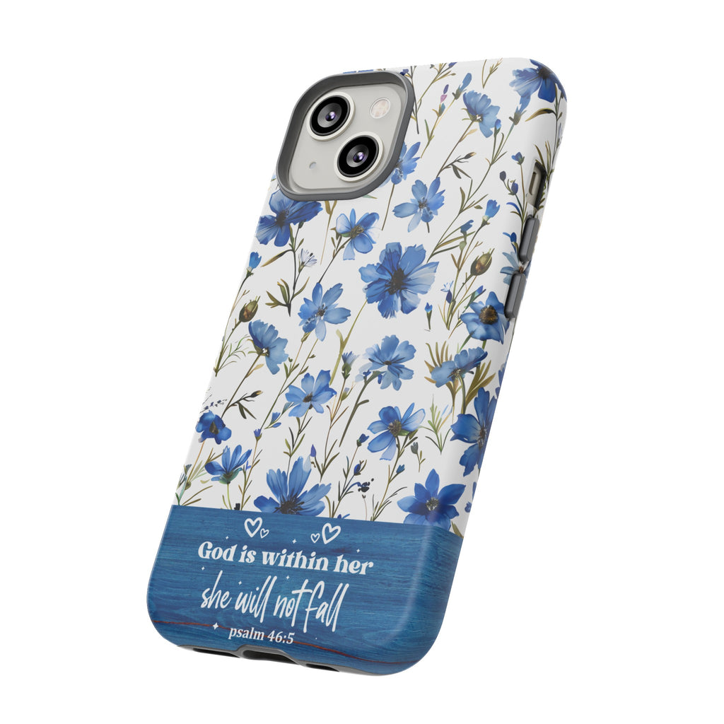 Psalm 46:5 God Is Within Her Christian Floral Pattern Phone Case Christian Religious Gifts iPhone Samsung Galaxy Google Pixel Phone Case