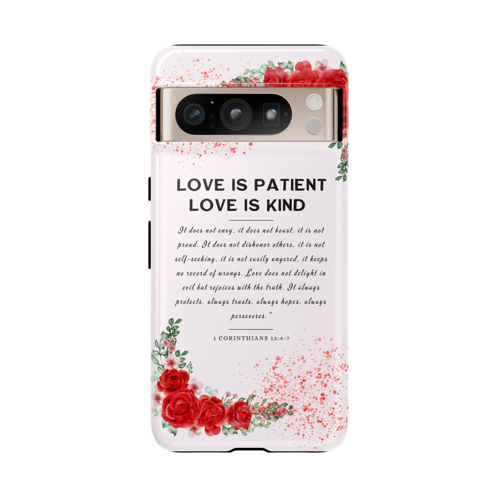 Love Is Patient Love Is Kind 1 Corinthians 13 Bible Verse iPhone Samsung Galaxy Google Pixel Christian Premium Phone Case