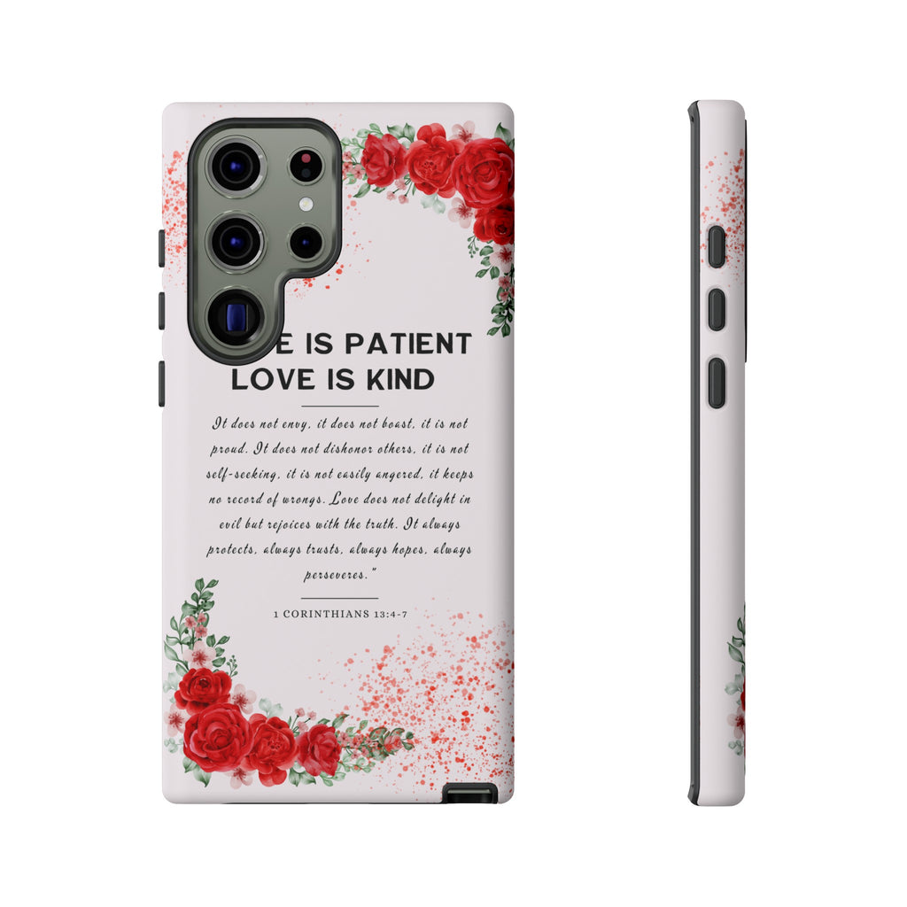 Love Is Patient Love Is Kind 1 Corinthians 13 Bible Verse iPhone Samsung Galaxy Google Pixel Christian Premium Phone Case