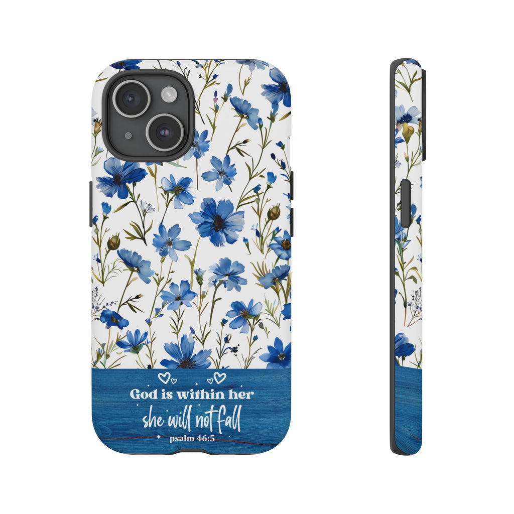 Psalm 46:5 God Is Within Her Christian Floral Pattern Phone Case Christian Religious Gifts iPhone Samsung Galaxy Google Pixel Phone Case