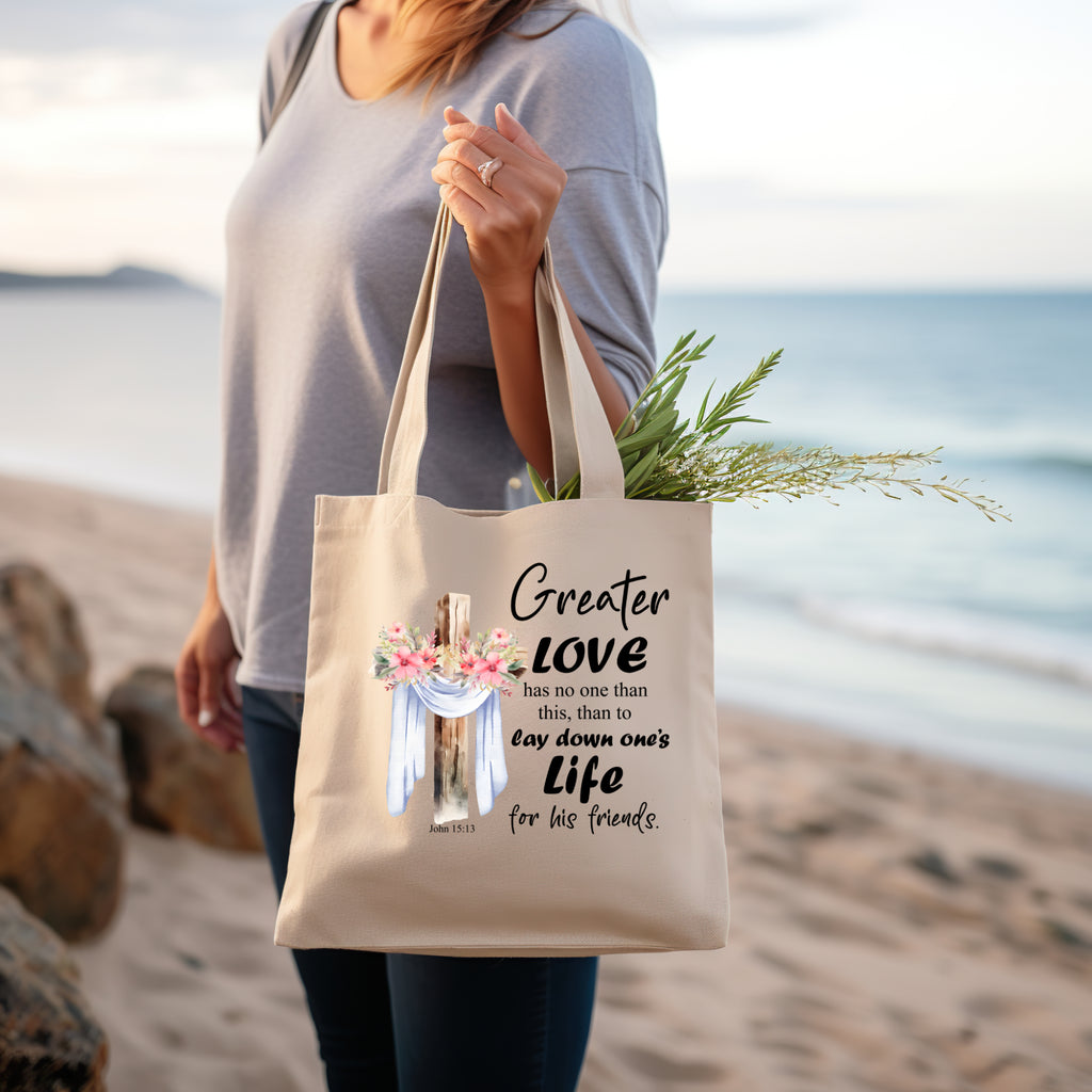 Greater Love Has No One Than This Christian Tote Bag