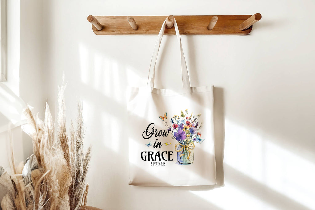 2 Peter 3:18 Grow In Grace Cotton Canvas Tote Bag