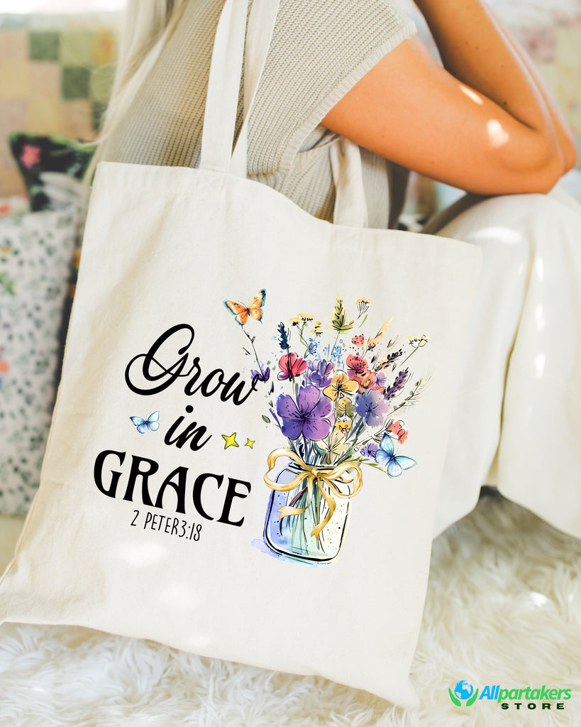 2 Peter 3:18 Grow In Grace Cotton Canvas Tote Bag