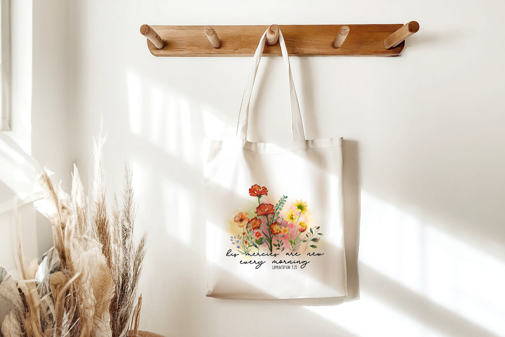 His Mercies Are New Every Morning Christian Tote Bag