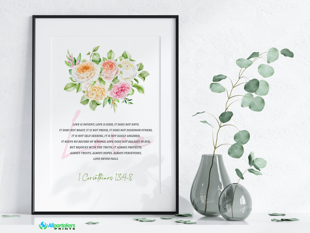 1 Corinthians 13:4-8 Bible Verse Wall Art Printables