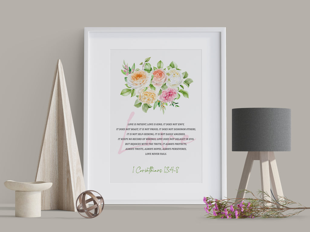 1 Corinthians 13:4-8 Bible Verse Wall Art Printables