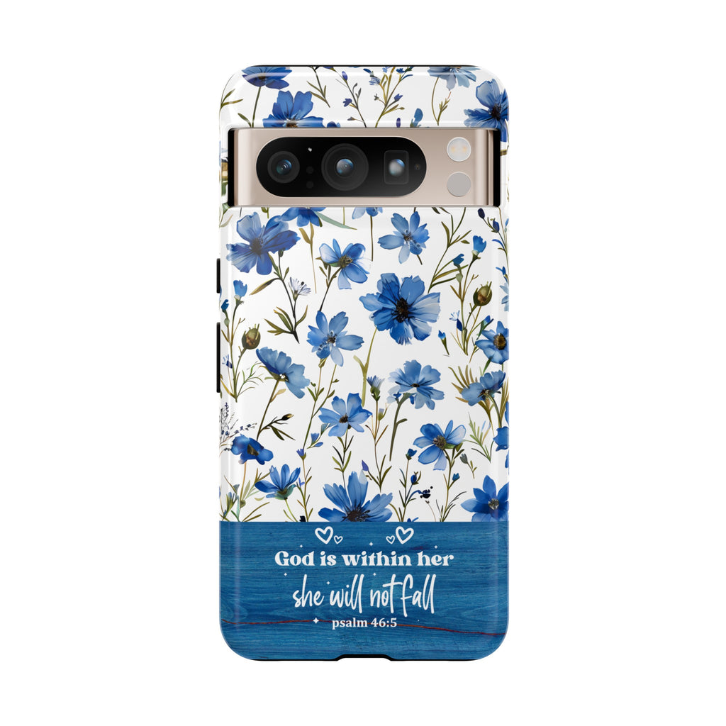 Psalm 46:5 God Is Within Her Christian Floral Pattern Phone Case Christian Religious Gifts iPhone Samsung Galaxy Google Pixel Phone Case