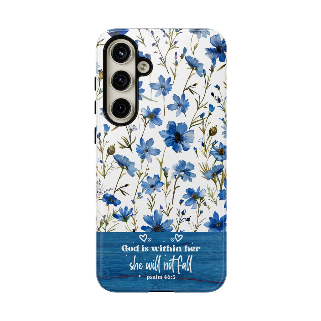 Psalm 46:5 God Is Within Her Christian Floral Pattern Phone Case Christian Religious Gifts iPhone Samsung Galaxy Google Pixel Phone Case