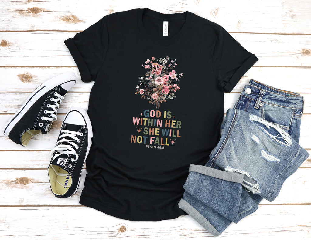 God Is Within Her She Will Not Fall Christian Women's T-Shirt