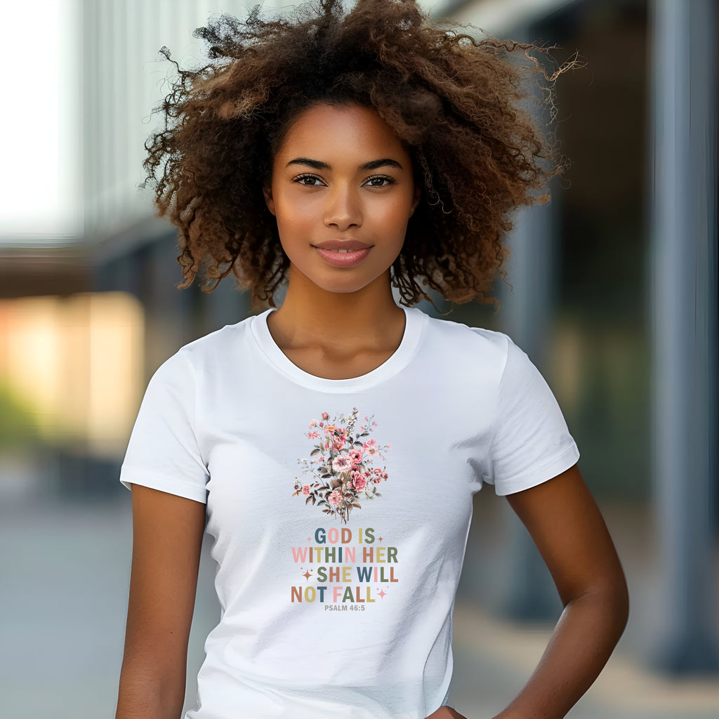 God Is Within Her She Will Not Fall Christian Women's T-Shirt