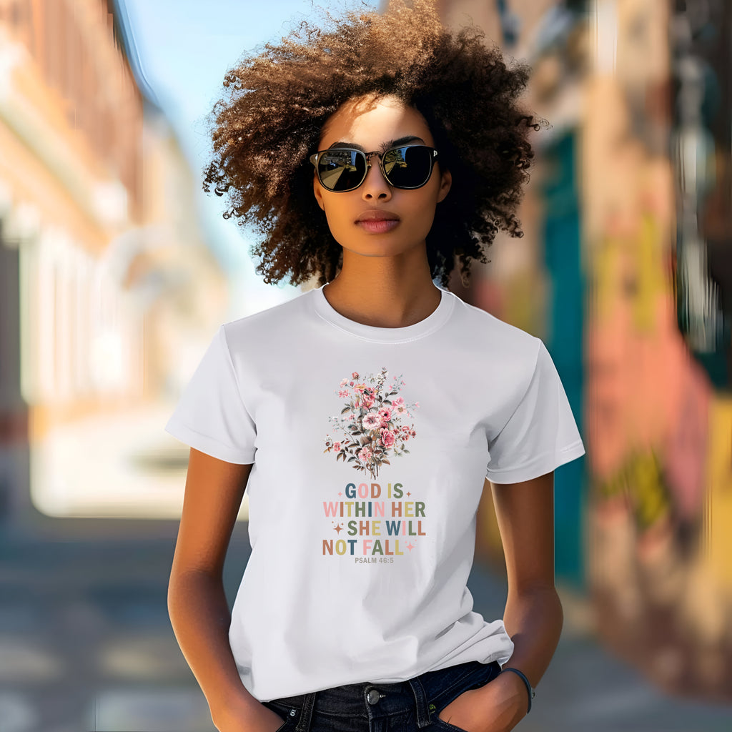 God Is Within Her She Will Not Fall Christian Women's T-Shirt