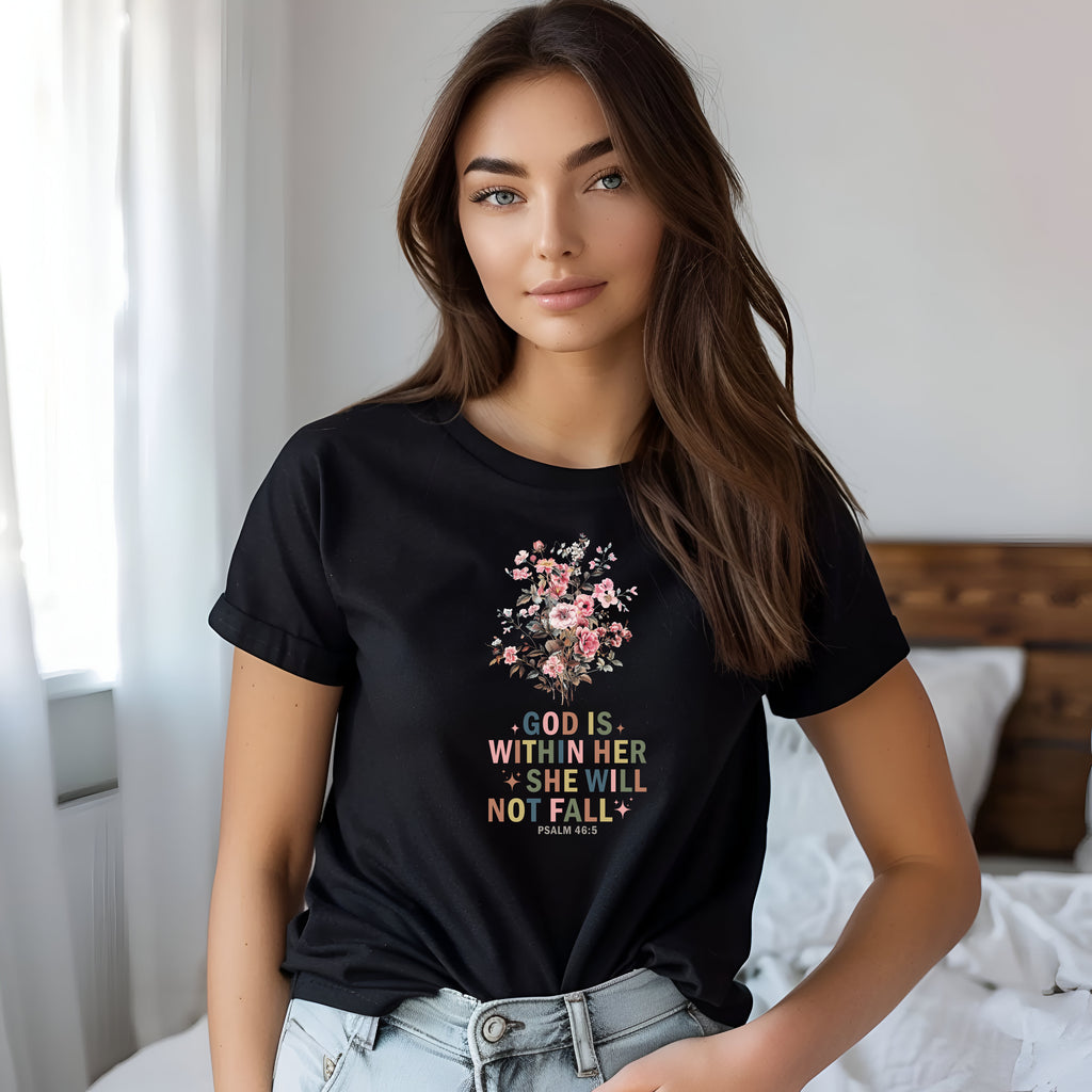 God Is Within Her She Will Not Fall Christian Women's T-Shirt